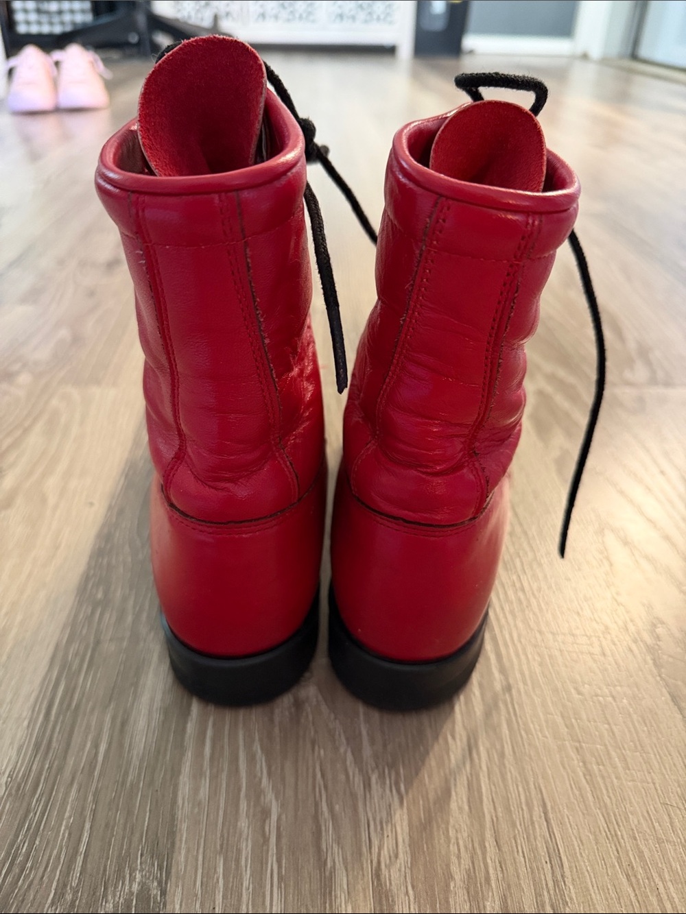 Vintage Justin Red Leather Lace-Up Kiltie Roper Boots Size 7B - Picture 4 of 6